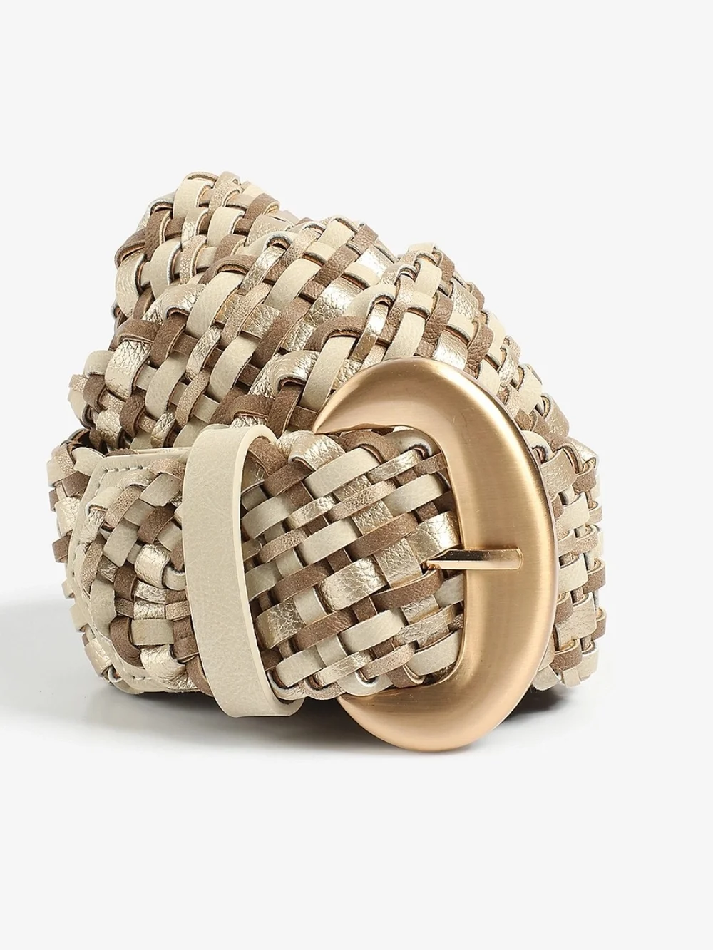 Maurices Braided Metallic Beige and Gold Belt